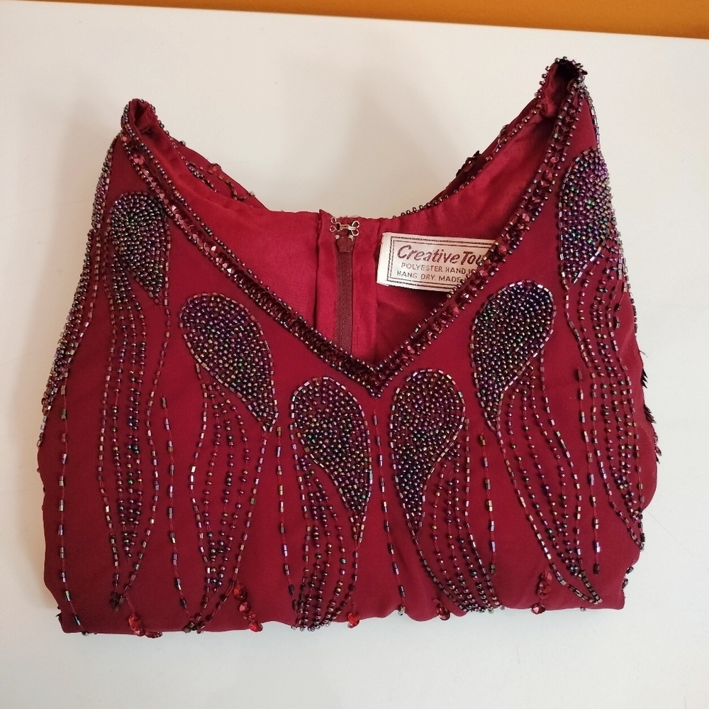 Creative Touch Elegant Sequin Women's Burgundy Blouse - Picture 7 of 8